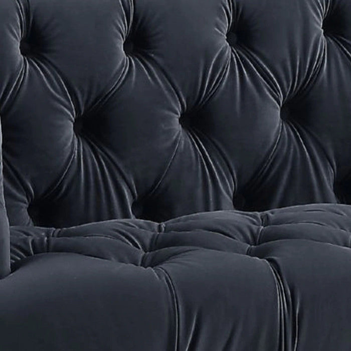 Benzara Velvet Fabric Upholstered Loveseat, Black BM250235
