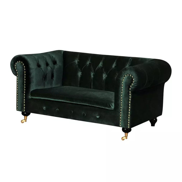 Benzara Velvet Upholstered Wooden Kids Sofa With Button