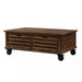 Benzara Wooden Coffee Table With Drop Down Storage And Caster Wheels, Brown BM204474