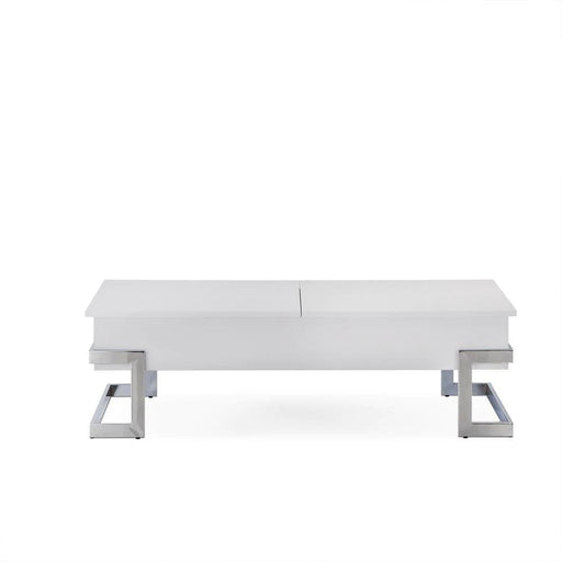 Benzara Wooden Coffee Table With Lift Top Storage Space, White BM185788