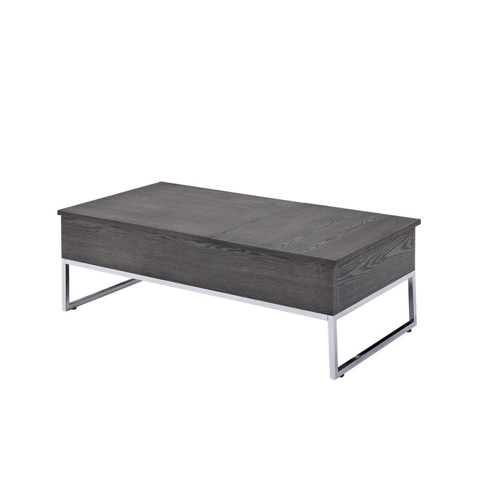 Benzara Wooden Coffee Table With Two Lift Tops And Metal