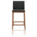 Benzara Wooden Counter Stool With Leather Upholstery, Black And Brown BM185275