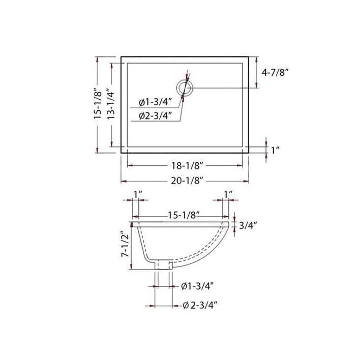 Blossom Undercounter Basin – Biscuit 20″ X 15″ Rectangular – C09 2015B