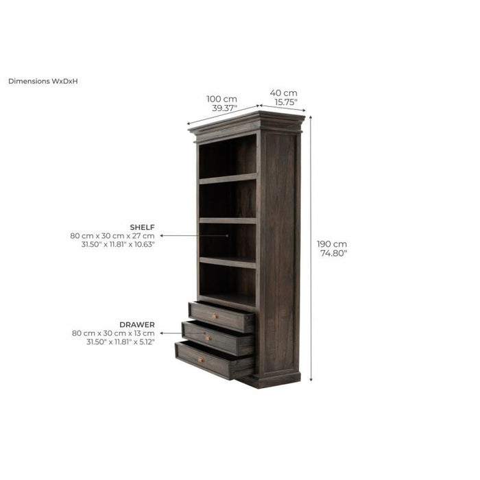 NovaSolo Halifax Mindi Bookcase Black Wash CA580BW