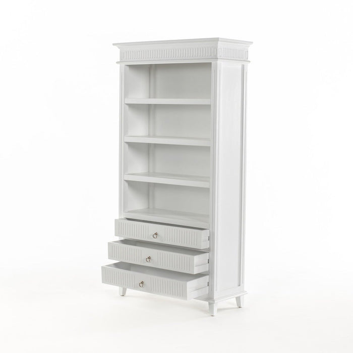 NovaSolo Skansen Bookcase with 3 Drawers in Classic White CA641