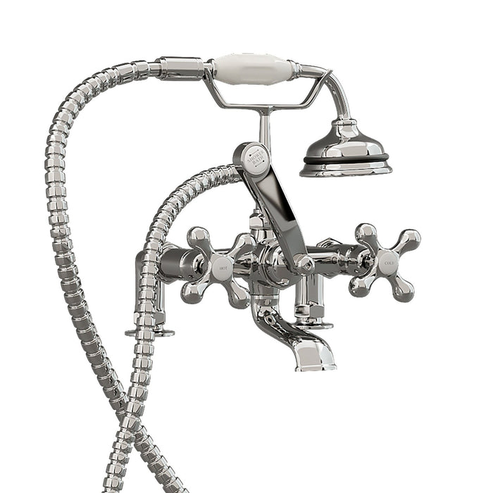 Cambridge Plumbing Clawfoot Tub Deck Mount Brass Faucet with Hand Held Shower-Polished Chrome CAM463-2-CP