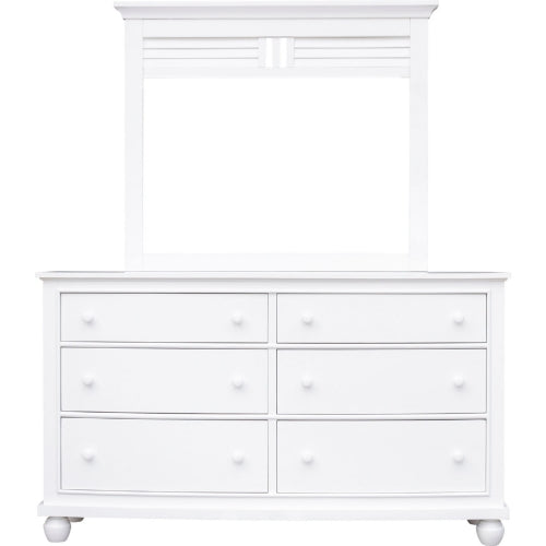 Sunset Trading White Shutter Wood 5 Piece Queen Bedroom Set | 3 Drawer Nightstand | 6 Drawer Dresser Mirror | Tall Dresser CF-1105-0150-36-Q5P