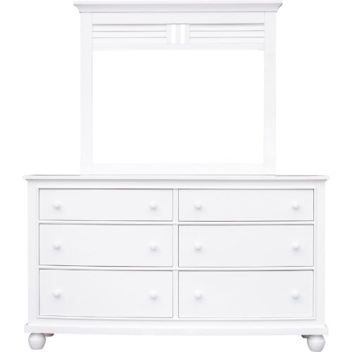 Sunset Trading White Shutter Wood 5 Piece King Bedroom Set | Fully Assembled Armoire Dresser Mirror 3 Drawer Nightstand CF-1106-0150-36-K5P