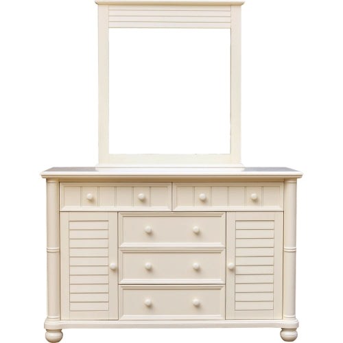 Sunset Trading Ice Cream at the Beach 5 Piece Queen Bedroom Set | Bed Dresser Mirror Storage Chest Nightstand CF-1701-0111-Q-5PC