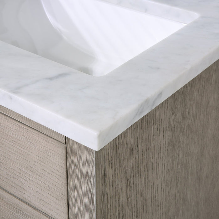 Water Creation Chestnut Chestnut 24 In. Single Sink Carrara White Marble Countertop Vanity In Grey Oak CH24CW03GK-000000000