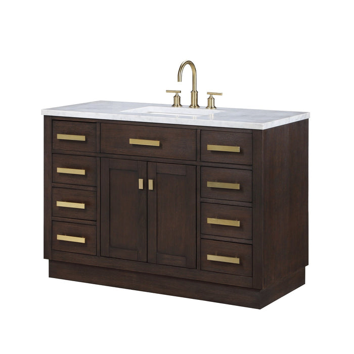 Water Creation Chestnut 48″ Single Sink Carrara White 48″ size