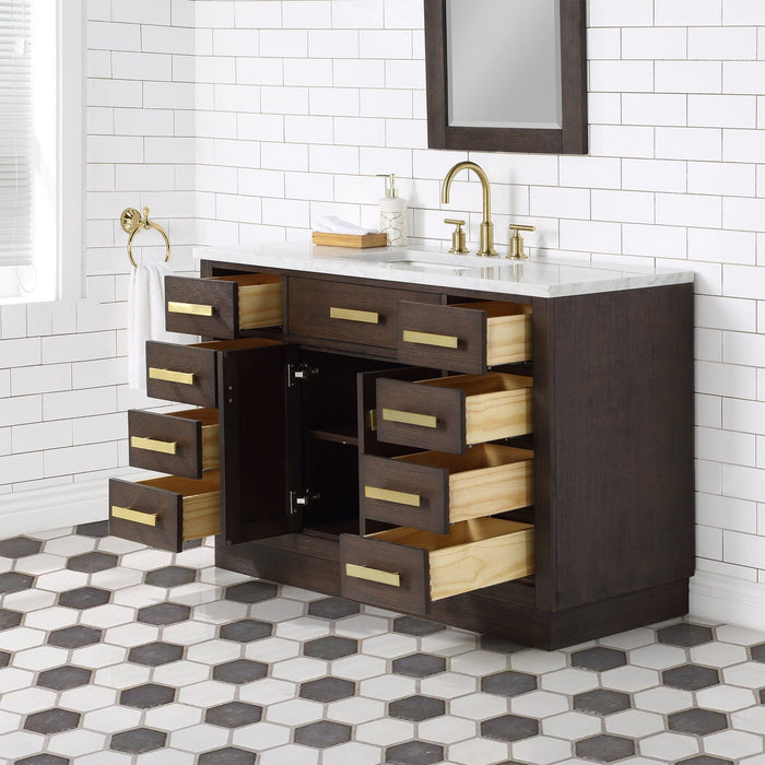 Water Creation Chestnut 48″ Single Sink Carrara White 48″ size