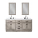 Water Creation Chestnut Chestnut 72 In. Double Sink Carrara White Marble Countertop Vanity In Grey Oak with Grooseneck Faucets and Mirrors CH72CW03GK-R21BL1403