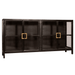 Harp & Finial CHARLESTON SIDEBOARD | Black Finish on Metal Frame with Gold Handles and Clear Glass | 4 Door HFF25714