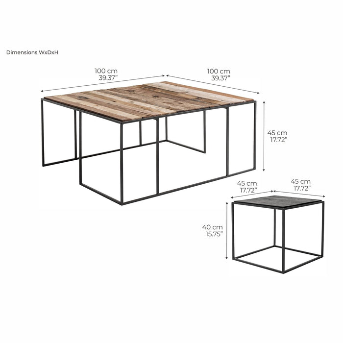 NovaSolo Rustika Nesting Coffee Table Set 39" - Two-tone CPP 28005