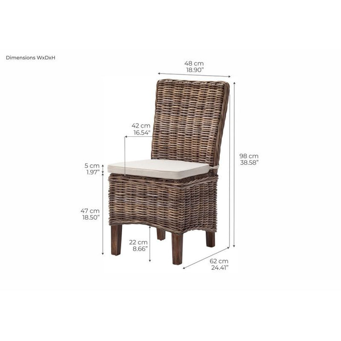 NovaSolo Wickerworks Morin Dining Chair Natural Grey Set of 2 CR14