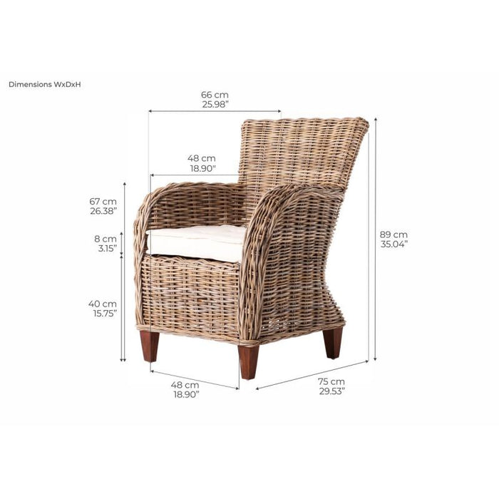 NovaSolo Wickerworks Baroness Chair, Natural Grey Set of 2 CR53