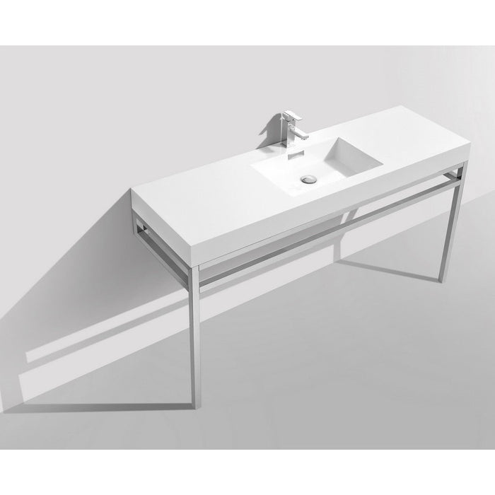 KubeBath Haus 60" Stainless Steel Console with White Acrylic Sink