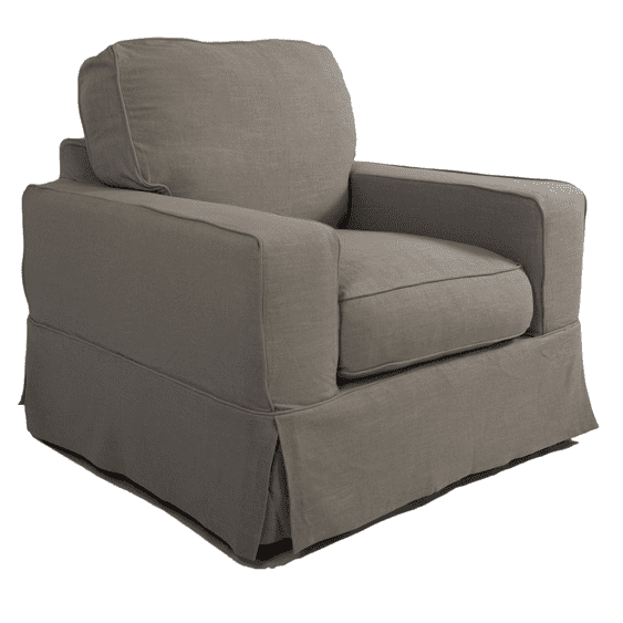 Sunset Trading Americana Box Cushion Slipcovered Chair | Light Gray  SU-108520-220591