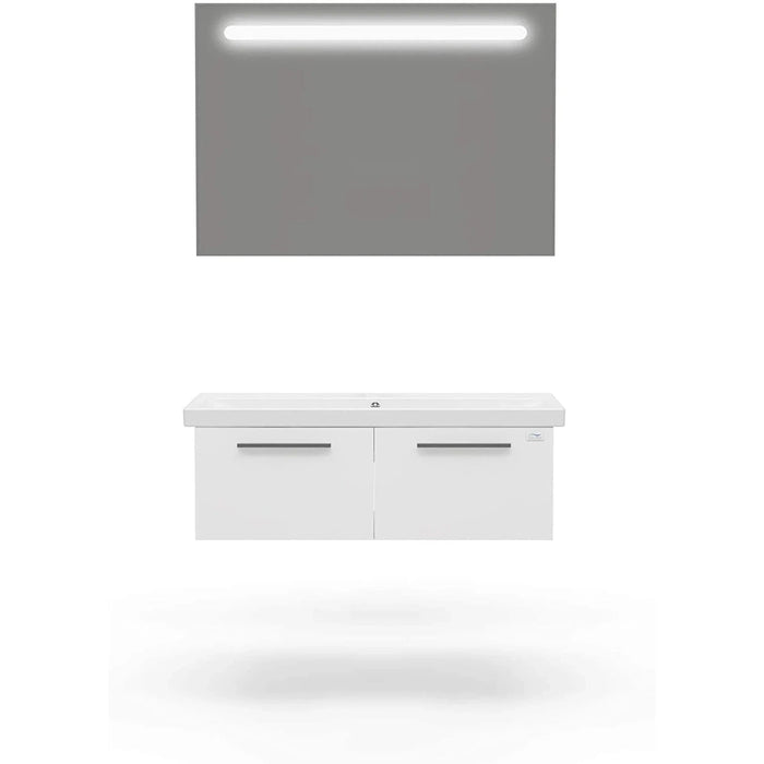 Casa Mare Aspe 40" Glossy White Bathroom Vanity and Ceramic Sink Combo with LED Mirror