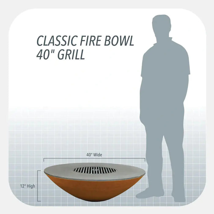 Arteflame Classic 40" Black Label - Fire Bowl with Cooktop