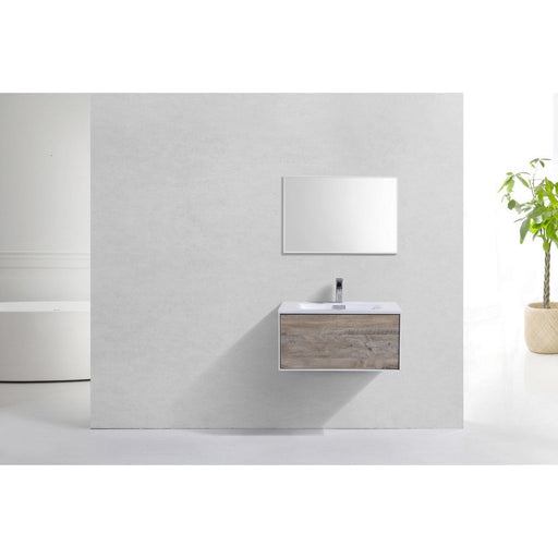 KubeBath Divario 30" Nature Wood Wall Mount Modern Bathroom Vanity