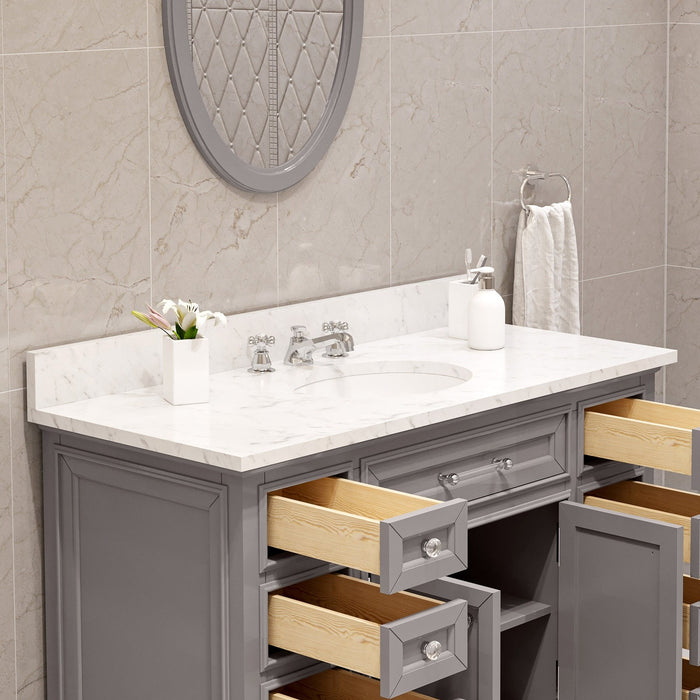 Water Creation Derby 48 Inch Cashmere Grey Single Sink Bathroom Vanity With Matching Framed Mirror From The Derby Collection DE48CW01CG-O24000000