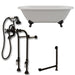 Cambridge Plumbing Cast Iron Double Ended Clawfoot Tub 67" X 30" with No Faucet Drillings and Complete Oil Rubbed Bronze Plumbing Package DE67-398463-PKG-ORB-NH
