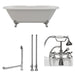 Cambridge Plumbing Cast Iron Double Ended Clawfoot Tub 67" X 30" 7" Deck Mount Faucet Drillings and Complete Polished Chrome Plumbing Package DE67-463D-2-PKG-CP-7DH