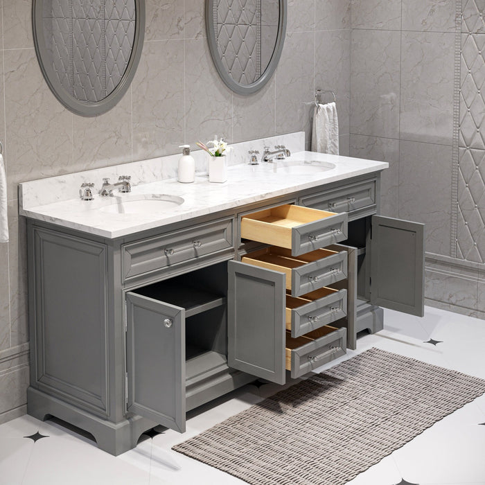 Water Creation Derby 72 Inch Cashmere Grey Double Sink Bathroom Vanity With Faucet From The Derby Collection DE72CW01CG-000BX0901