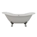 Cambridge Plumbing Cast Iron Double Ended Slipper Tub 71" X 30" with 7" Deck Mount Faucet Drillings and Polished Chrome Feet DES-DH-CP