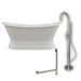 Cambridge Plumbing Cast Iron Double Ended Slipper Tub 71" X 30" with no Faucet Drillings and Complete Brushed Nickel Modern Freestanding Tub Filler with Hand Held Shower Assembly Plumbing Package DES-PED-150-PKG-BN-NH