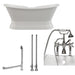 Cambridge Plumbing Cast Iron Double Ended Slipper Tub 71" X 30" with 7" Deck Mount Faucet Drillings and British Telephone Style Faucet Complete Polished Chrome Plumbing Package With Six Inch Deck Mount Risers DES-PED-463D-6-PKG-CP-7DH