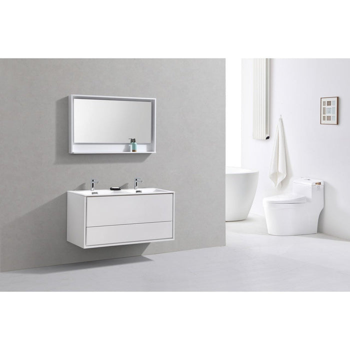 KubeBath DeLusso 48" Wall Mount Modern Bathroom Vanity