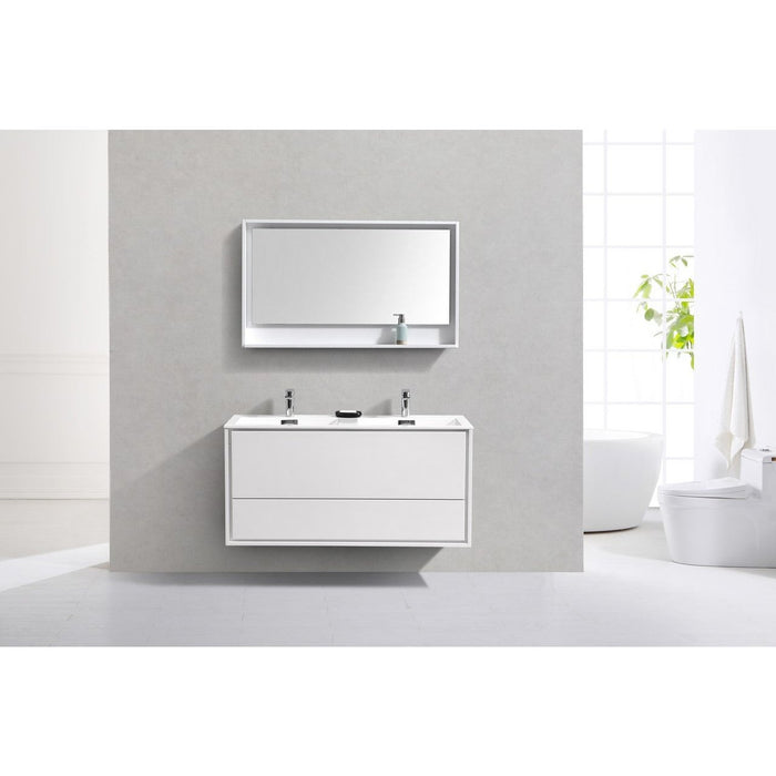 KubeBath DeLusso 48" Wall Mount Modern Bathroom Vanity