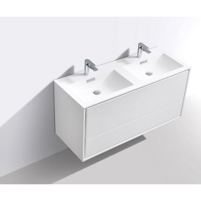 KubeBath DeLusso 48" Wall Mount Modern Bathroom Vanity