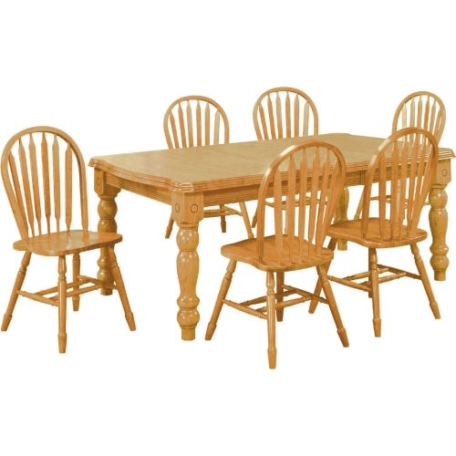Sunset Trading Oak Selections 7 Piece 72" Rectangular Extendable Dining Set with Arrowback Windsor Chairs | Seats 8 DLU-SLT4272-820-LO7PC