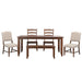 Sunset Trading Simply Brook 6 Piece 72" Rectangular Extendable Table Dining Set with Bench | 2 Upholstered Performance Fabric Chairs | 2 Ladderback Chairs | Amish Brown | Seats 8 DLU-BR4272-C85-BNC80AM6P