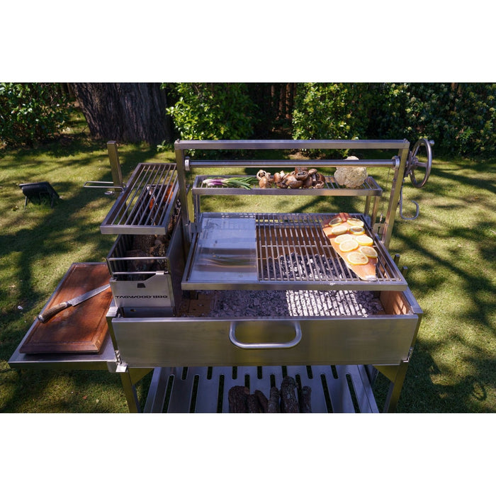 Tagwood BBQ XL Argentine Wood Fire & Charcoal Grill | BBQ23SS -OPEN FIRE COOKING-