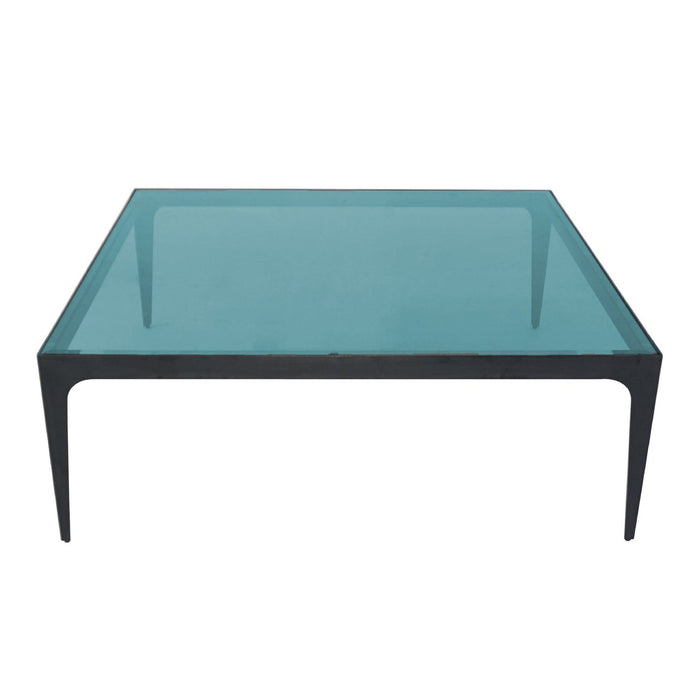 Bellini Modern Living Dynasty Coffee Table Square Ocean Blue Glass top Dynasty CT SQ BLU