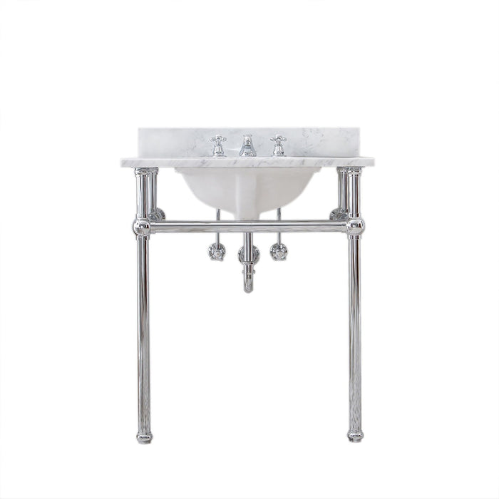 Water Creation Embassy Embassy 30 Inch Wide Single Wash Stand, P-Trap, and Counter Top with Basin included in Chrome Finish EB30C-0100