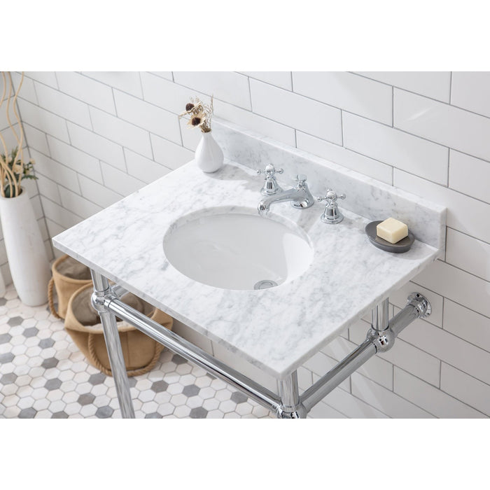 Water Creation Embassy Embassy 30 Inch Wide Single Wash Stand, P-Trap, and Counter Top with Basin included in Chrome Finish EB30C-0100