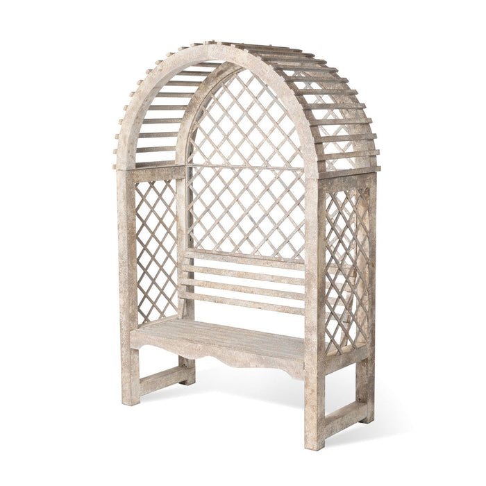 Park Hill Collections Garden Floral Iron Garden Trellis with Bench Storage Display Prop EDX20205