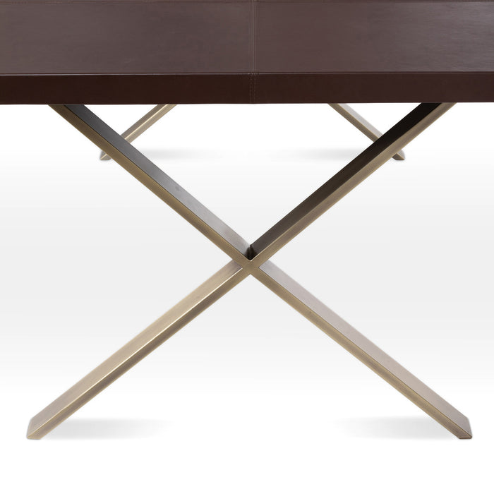 Park Hill Collection Rhodes Leather and Brass Dining Table EFT26321