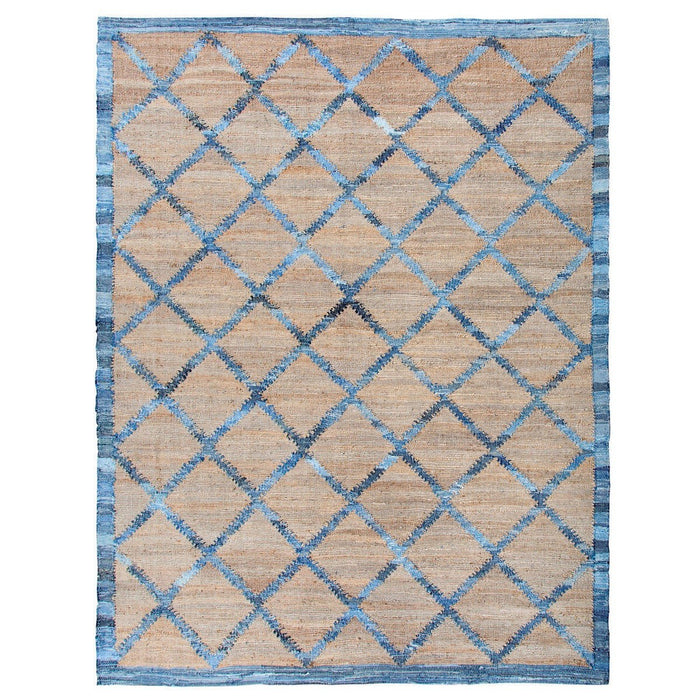 Park Hill Collection Coastal Cottage Hemp and Recycled Denim Windowpane Pattern Rug, 7'9" x 9'9" EHF06180