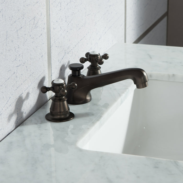 Water Creation Elizabeth Elizabeth 30-Inch Single Sink Carrara White Marble Vanity In Cashmere Grey With F2-0009-03-BX Lavatory Faucet s EL30CW03CG-000BX0903