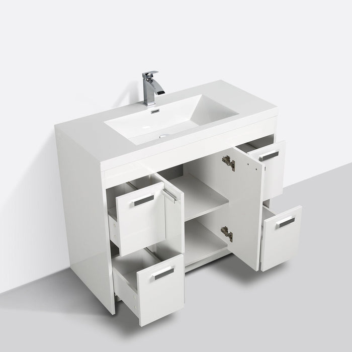 Eviva Lugano 42" Modern Bathroom Vanity with White Integrated Acrylic Sink