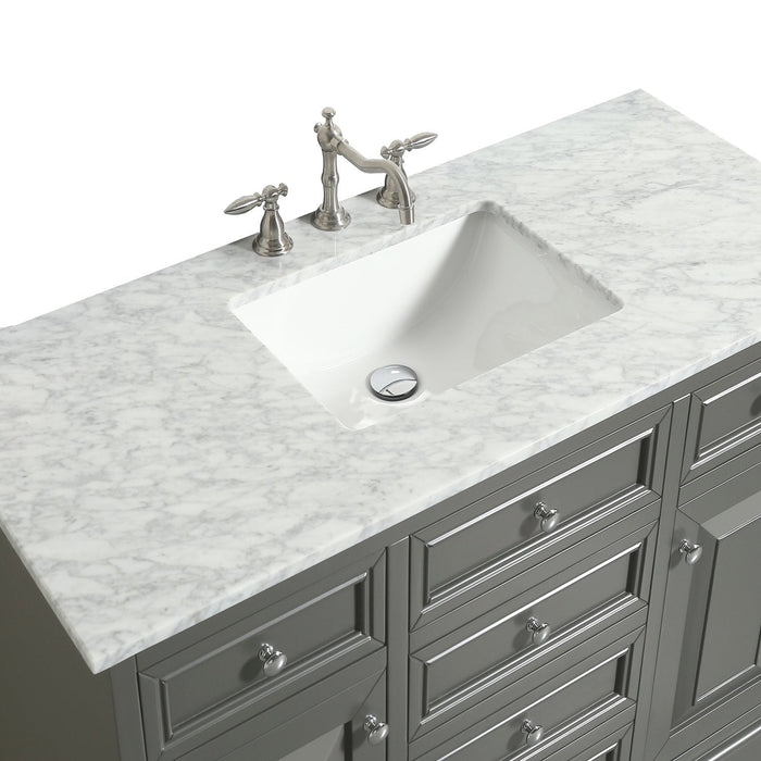 Eviva Monroe 48 in Bathroom Vanity with White Carrara Marble Top and White Undermount Porcelain Sink