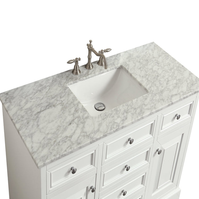 Eviva Monroe 48 in Bathroom Vanity with White Carrara Marble Top and White Undermount Porcelain Sink