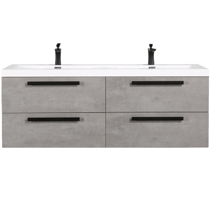 Eviva Surf 57" Modern Bathroom Vanity Set with Integrated White Acrylic Double Sink